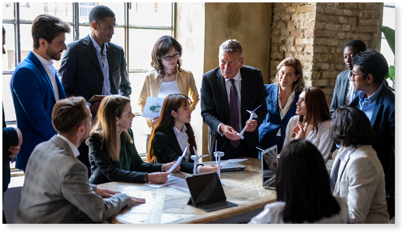 Office meeting around a conference table